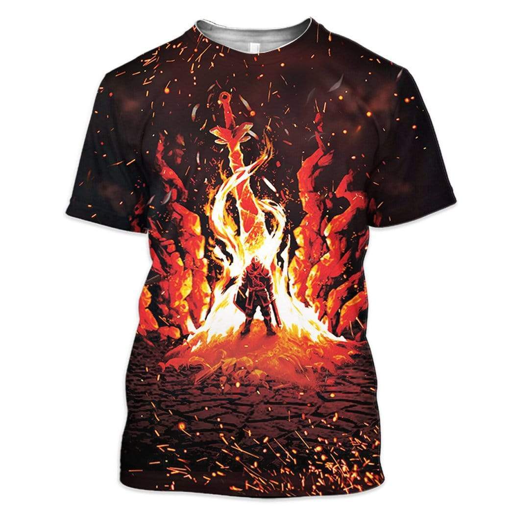 Gearhuman 3D Dark Souls Chosen Undead Through The Bonfire Custom T-Shirts Hoodies Apparel HD-DT1102201 3D Custom Fleece Hoodies T-Shirt S 