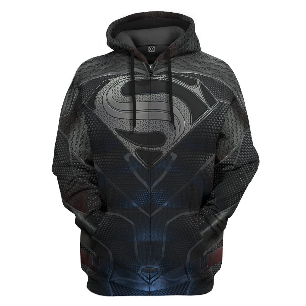 Gearhuman 3D DC Black Superman Custom Hoodie Apparel GN21092 3D Apparel Zip Hoodie S 