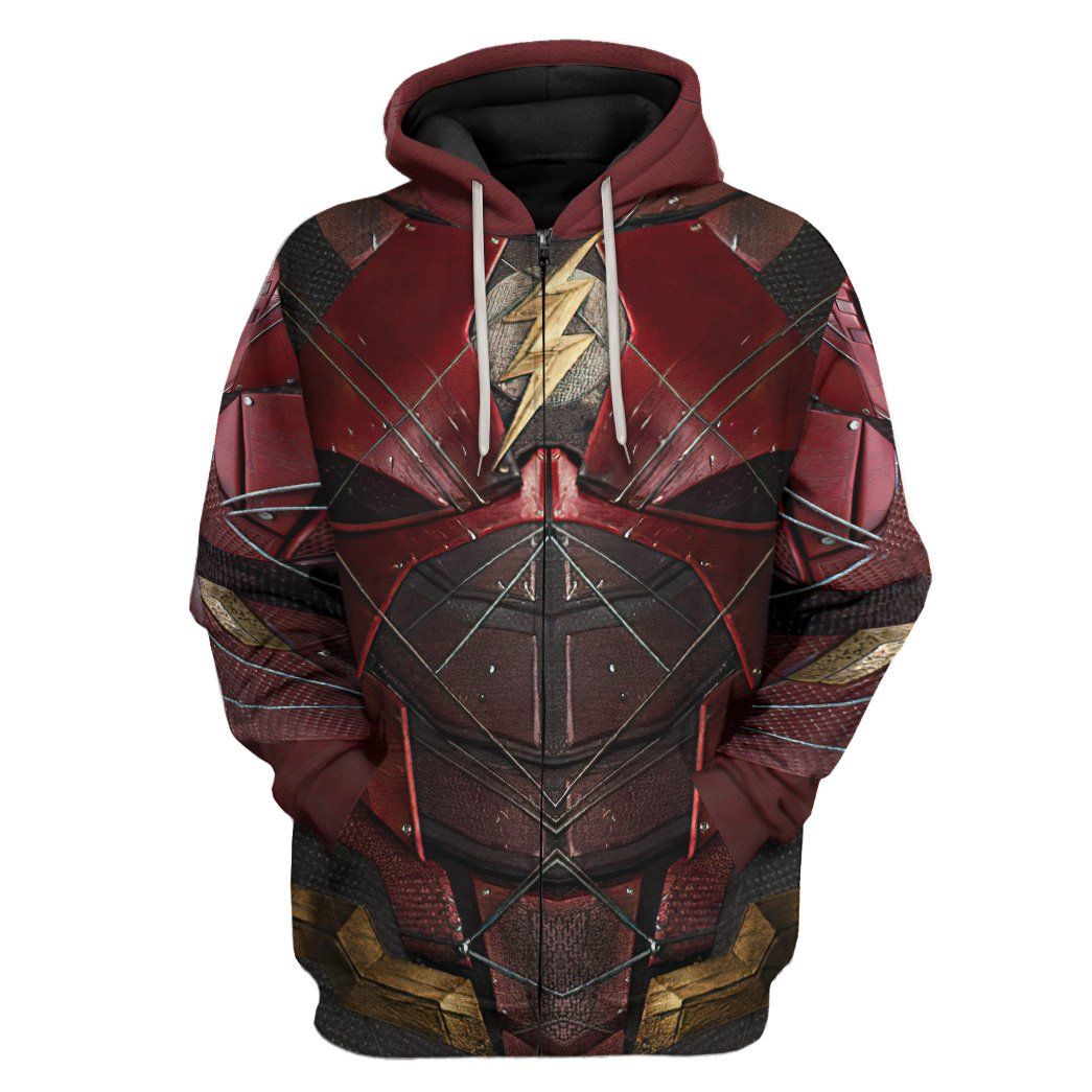 Gearhuman 3D DC The Flash Suit Custom Hoodie Apparel GW24095 3D Apparel Zip Hoodie S 