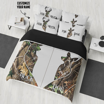 Gearhumans 3D Deer Hunting Couple Custom Name Bedding Set