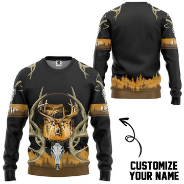 Gearhumans 3D Deer Hunting Custom Name Tshirt Hoodie Apparel