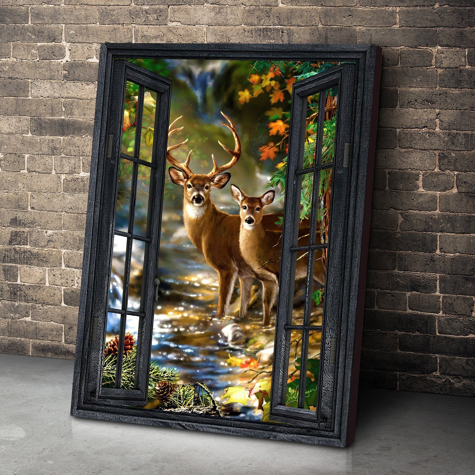 Gearhuman 3D Deer Hunting Window Canvas GB09039 Canvas