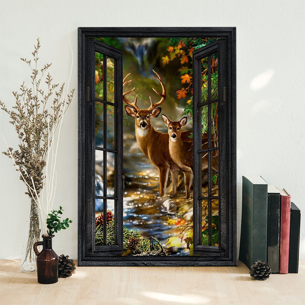 Gearhuman 3D Deer Hunting Window Canvas GB09039 Canvas