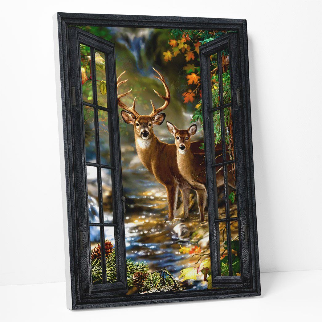 Gearhuman 3D Deer Hunting Window Canvas GB09039 Canvas