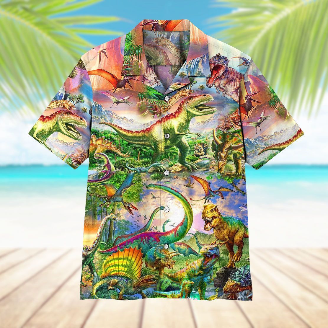 Gearhuman 3D Dinosaur Hawaii Shirt ZZ2406212 Short Sleeve Shirt 