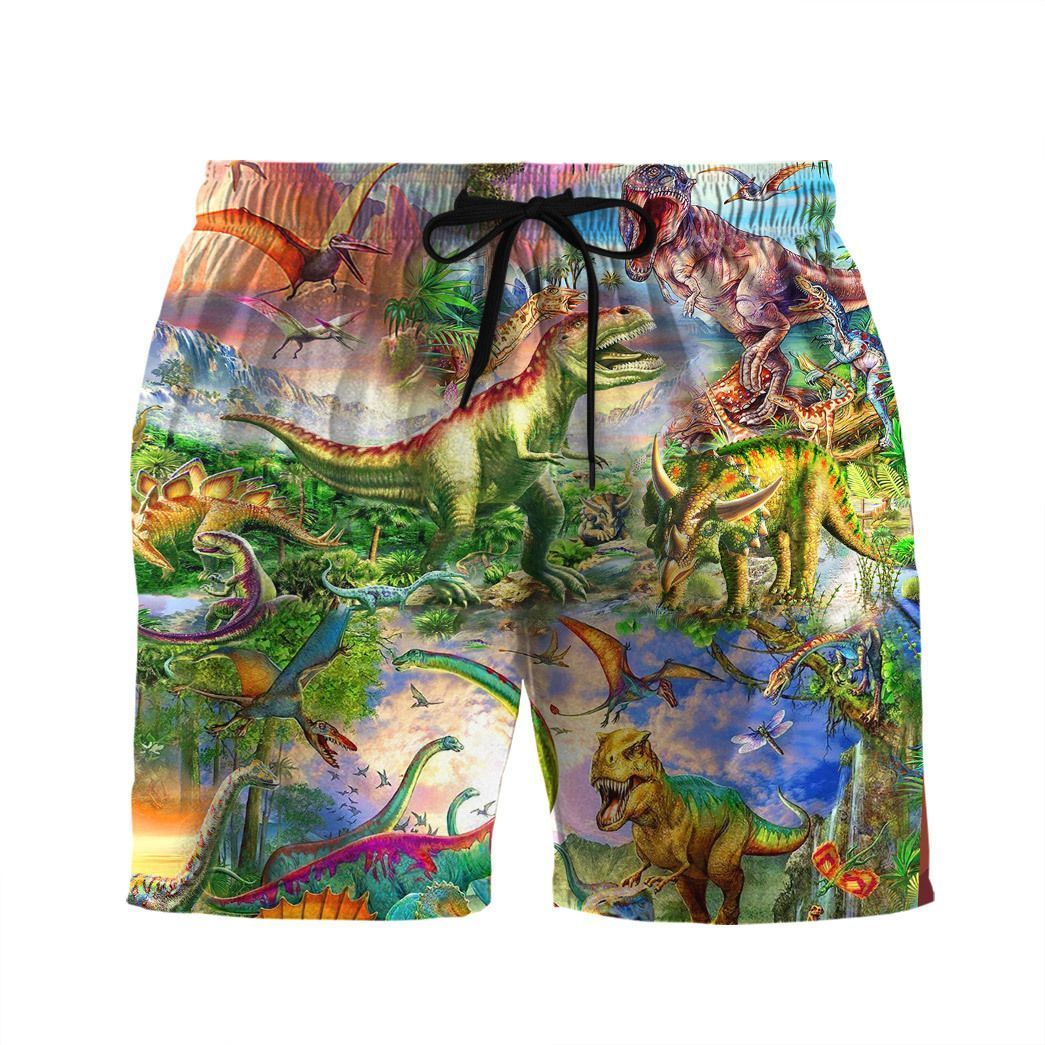Gearhuman 3D Dinosaur Hawaii Shirt ZZ2406212 Short Sleeve Shirt Beach Shorts S 