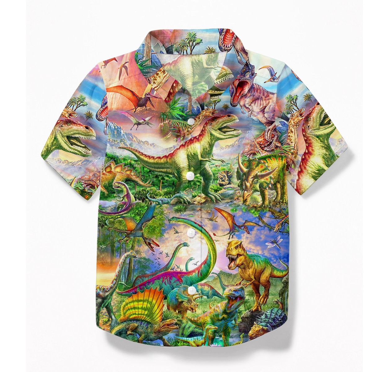 Gearhuman 3D Dinosaur Hawaii Shirt ZZ2406212 Short Sleeve Shirt Kid Hawaii Shirt XS 