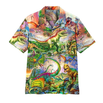 Gearhuman 3D Dinosaur Hawaii Shirt ZZ2406212 Short Sleeve Shirt Short Sleeve Shirt S 