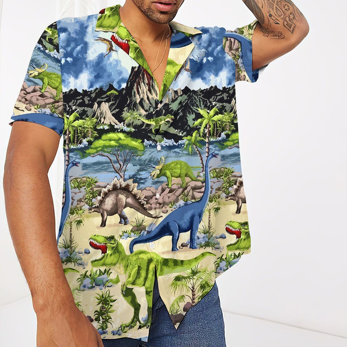 Gearhuman 3D Dinosaur Hawaii Shirt ZZ30062111 Short Sleeve Shirt 