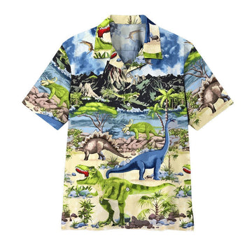 Gearhuman 3D Dinosaur Hawaii Shirt ZZ30062111 Short Sleeve Shirt Short Sleeve Shirt S 