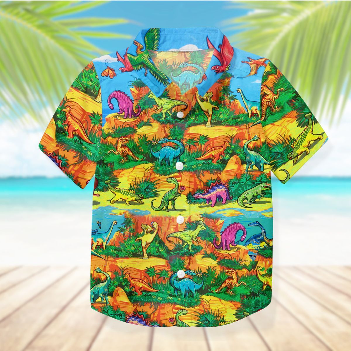 Gearhuman 3D Dinosaur Kid Hawaii Shirt ZZ0707219 Short Sleeve Shirt 