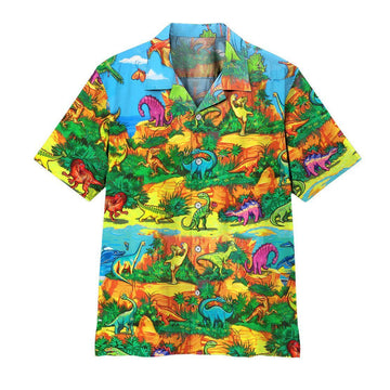Gearhuman 3D Dinosaur Kid Hawaii Shirt ZZ0707219 Short Sleeve Shirt Short Sleeve Shirt S 