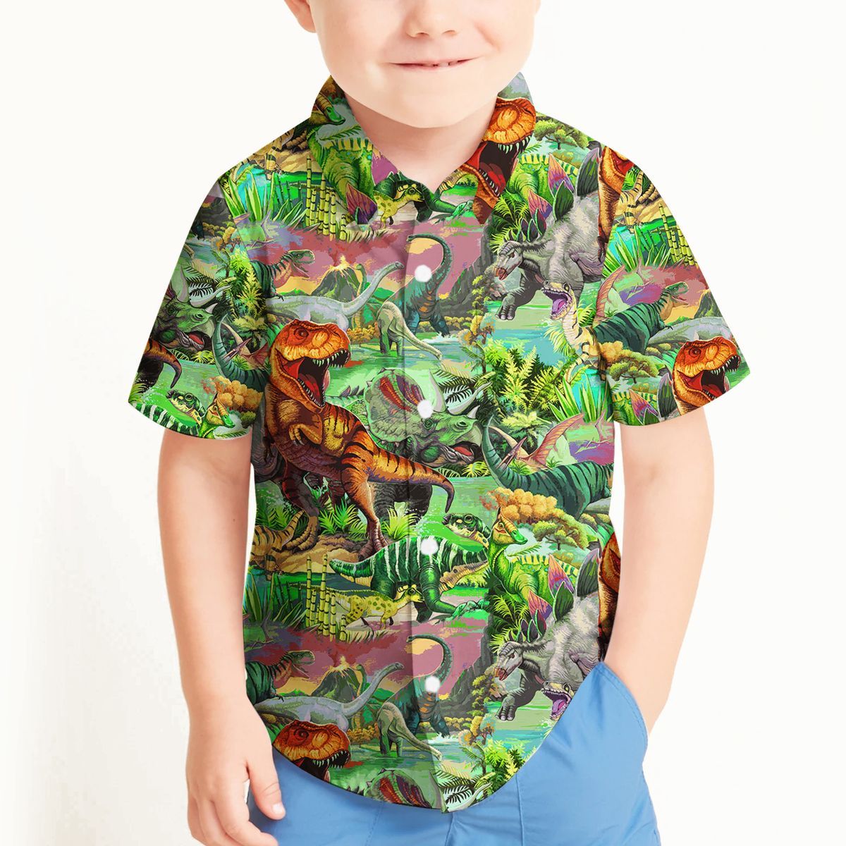 Gearhuman 3D Dinosaur Kid Hawaii Shirt ZZ30062155 Kid Hawaii Shirt 