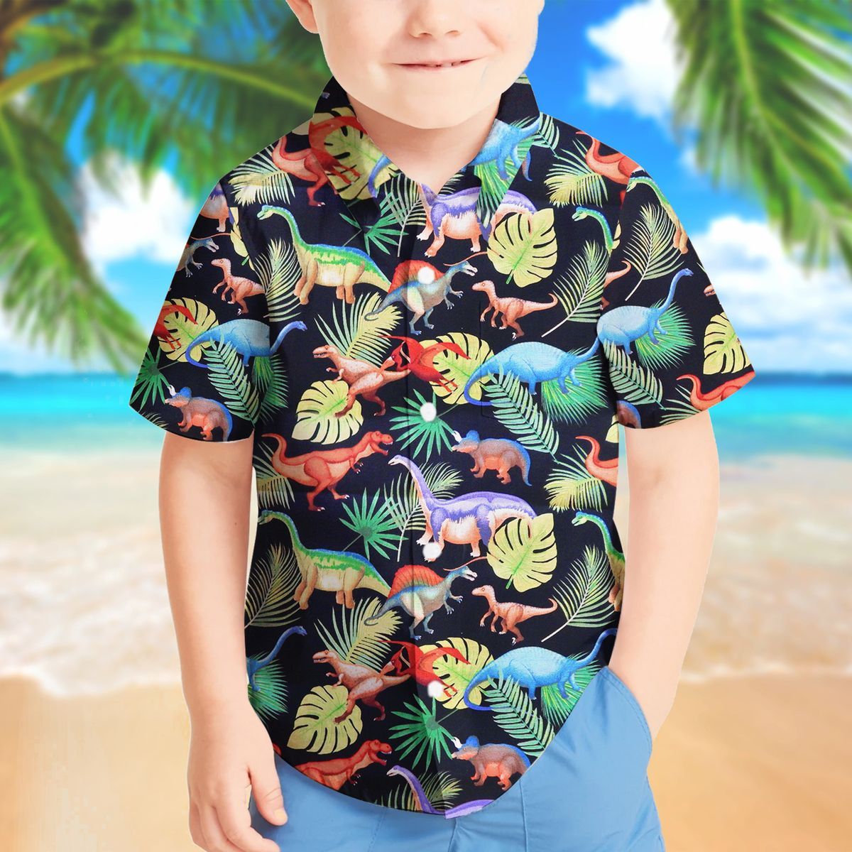 Gearhuman 3D Dinosaur Kid Hawaii Shirt ZZ3006218 Kid Hawaii Shirt 