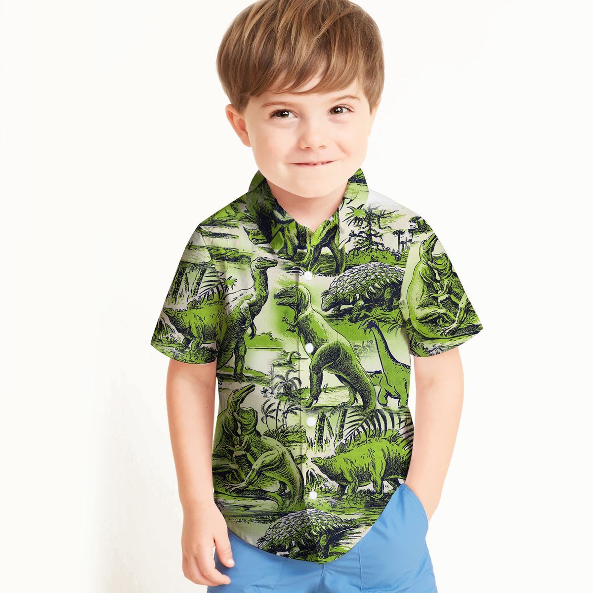 Gearhuman 3D Dinosaur Kid Hawaii Shirt ZZ3006219 Kid Hawaii Shirt 