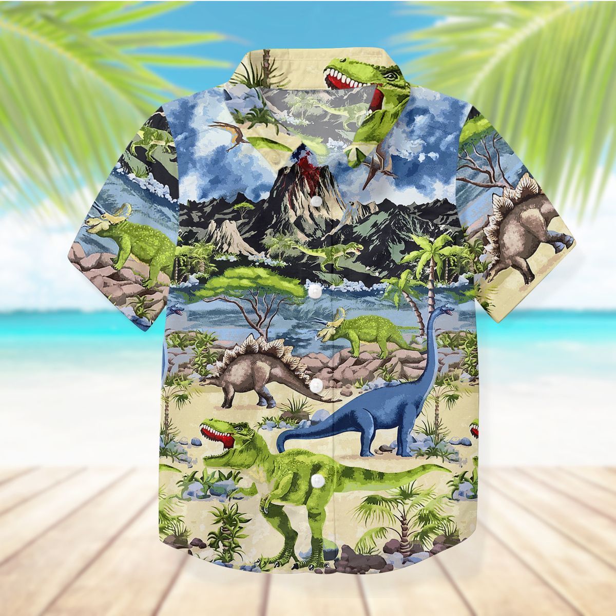 Gearhuman 3D Dinosaur Kid Hawaii Shirt ZZ30062199 Kid Hawaii Shirt 