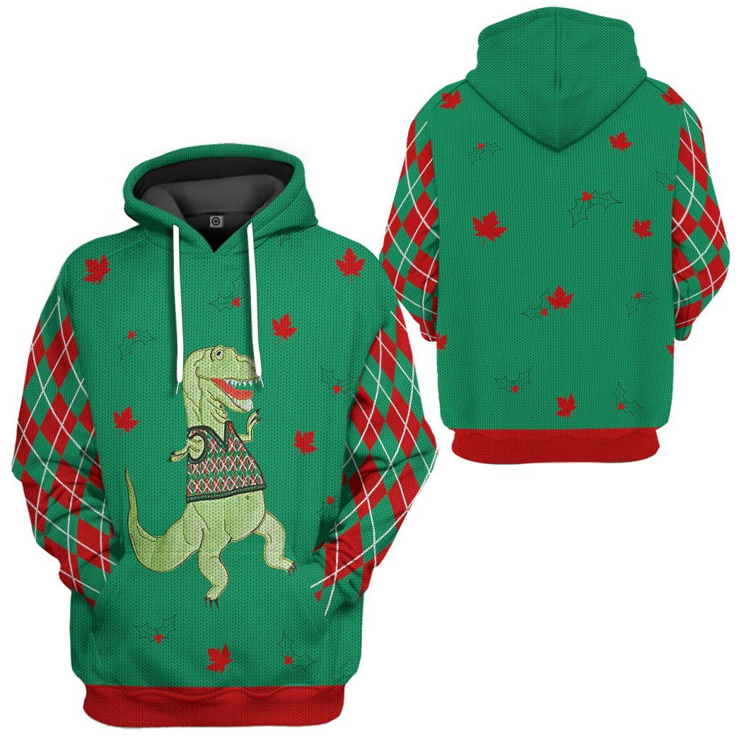 Gearhuman 3D Dinosaur Ugly Sweater Custom Name Tshirt Hoodie Apparel GC21105 3D Apparel 