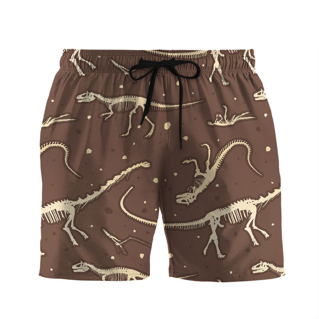 Gearhuman 3D Dinosaurs Fossil Hawaii Shirt ZK2106214 Short Sleeve Shirt Beach Shorts S 