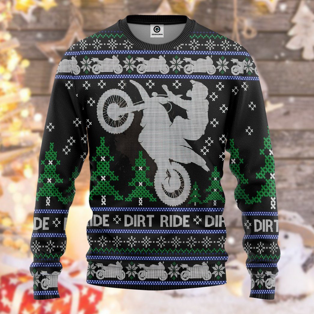 Gearhuman 3D Dirt Ride Braaap Ugly Christmas Sweater Tshirt Hoodie Apparel GV28109 3D Apparel 