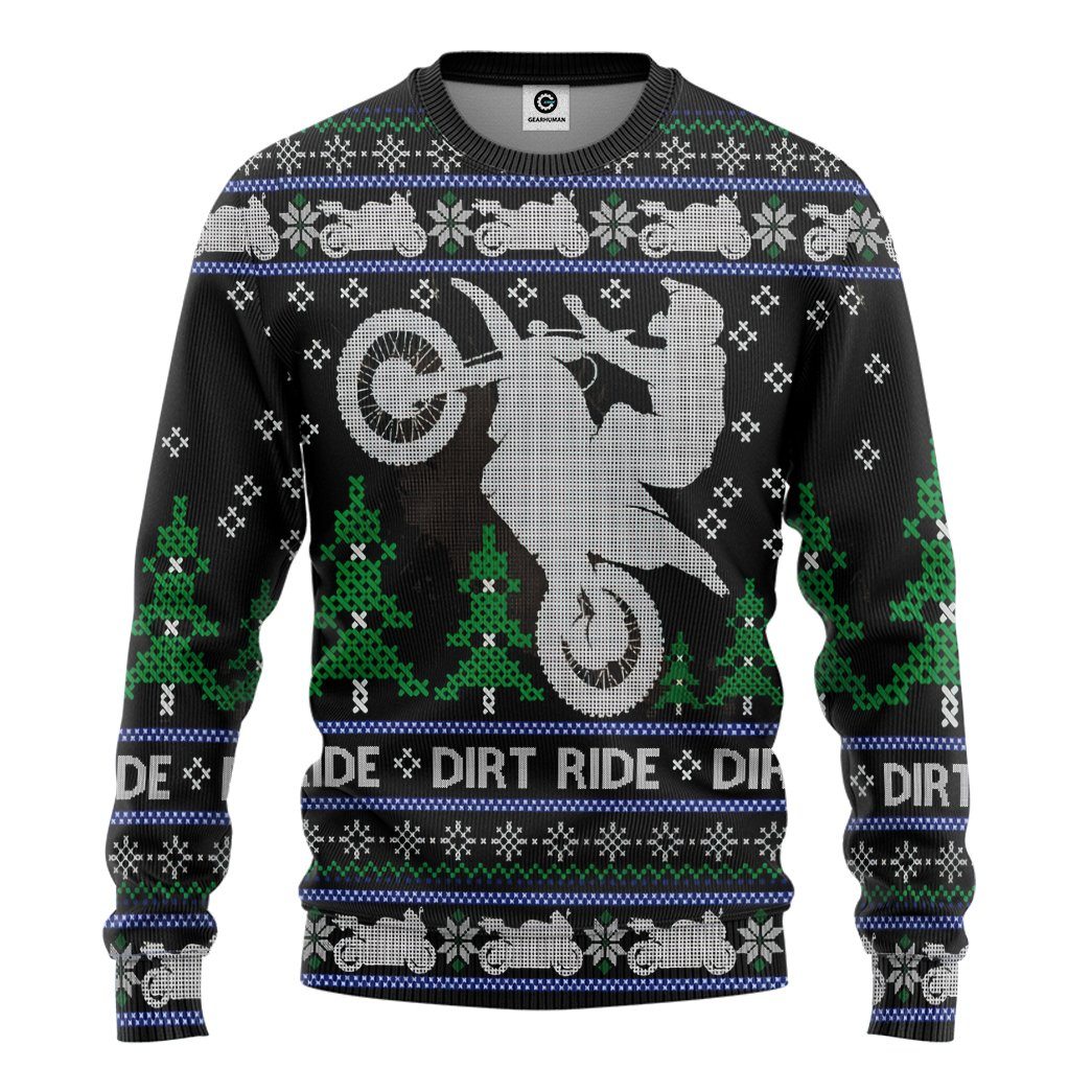 Gearhuman 3D Dirt Ride Braaap Ugly Christmas Sweater Tshirt Hoodie Apparel GV28109 3D Apparel Long Sleeve S 