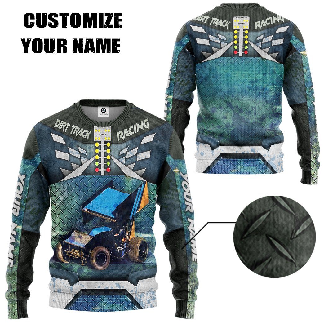Gearhuman 3D Dirt Track Racing Custom Name Tshirt Hoodie Apparel GV12111 3D Apparel 