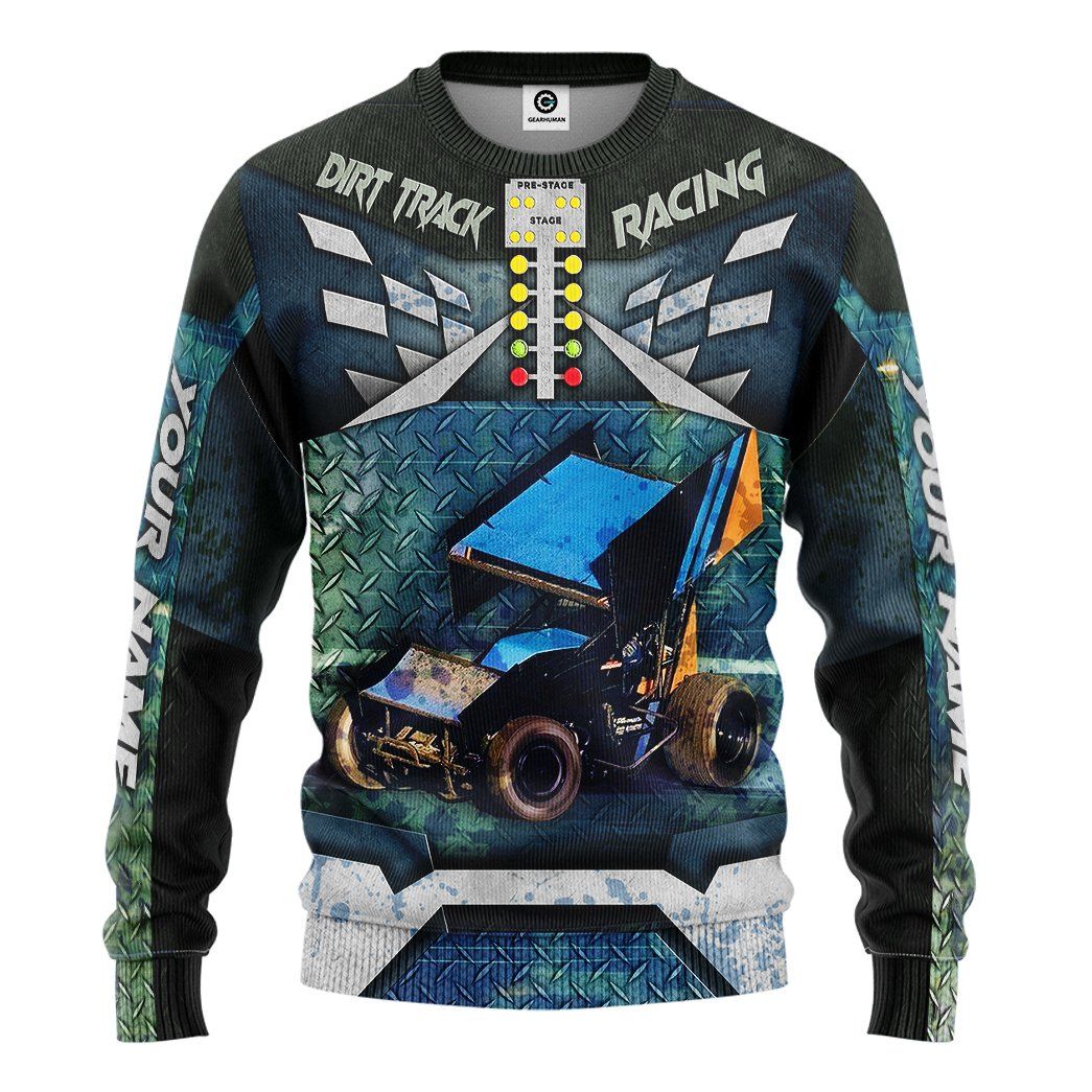Gearhuman 3D Dirt Track Racing Custom Name Tshirt Hoodie Apparel GV12111 3D Apparel Long Sleeve S 