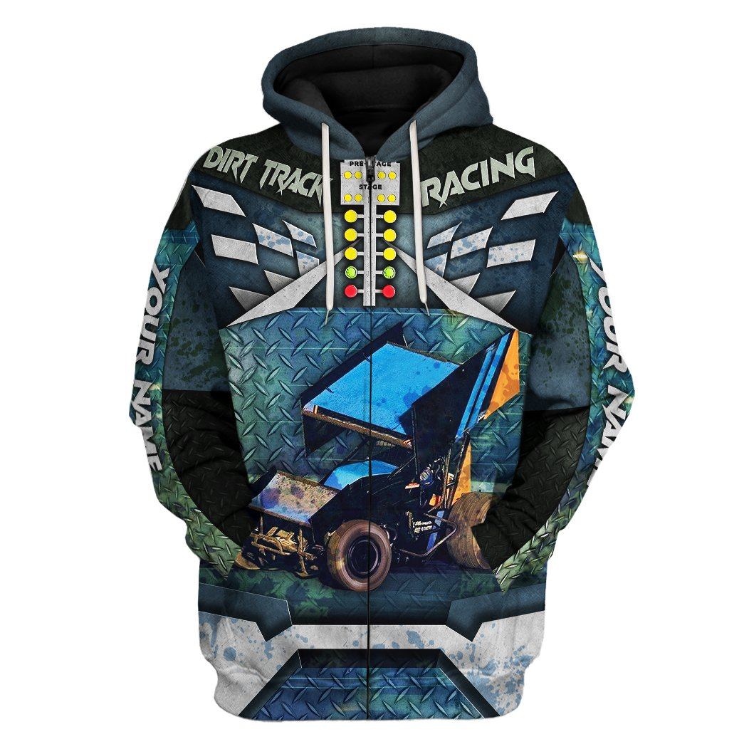 Gearhuman 3D Dirt Track Racing Custom Name Tshirt Hoodie Apparel GV12111 3D Apparel Zip Hoodie S 