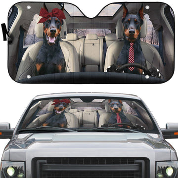 Gearhumans 3D Doberman Pinscher Dog Auto Car Sunshade