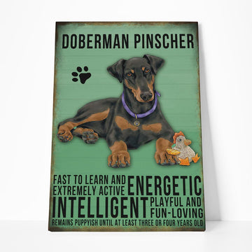 Gearhumans 3D Doberman Pinscher Dog Vintage Quotes Custom Canvas
