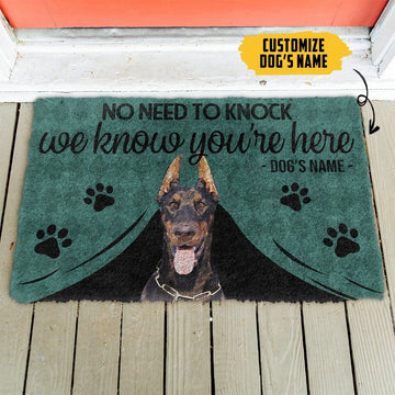 Gearhuman 3D Doberman Pinscher We Know Youre Here Custom Name Doormat GW01023 Doormat