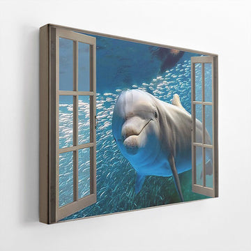 Gearhumans 3D Dolphin Window Canvas