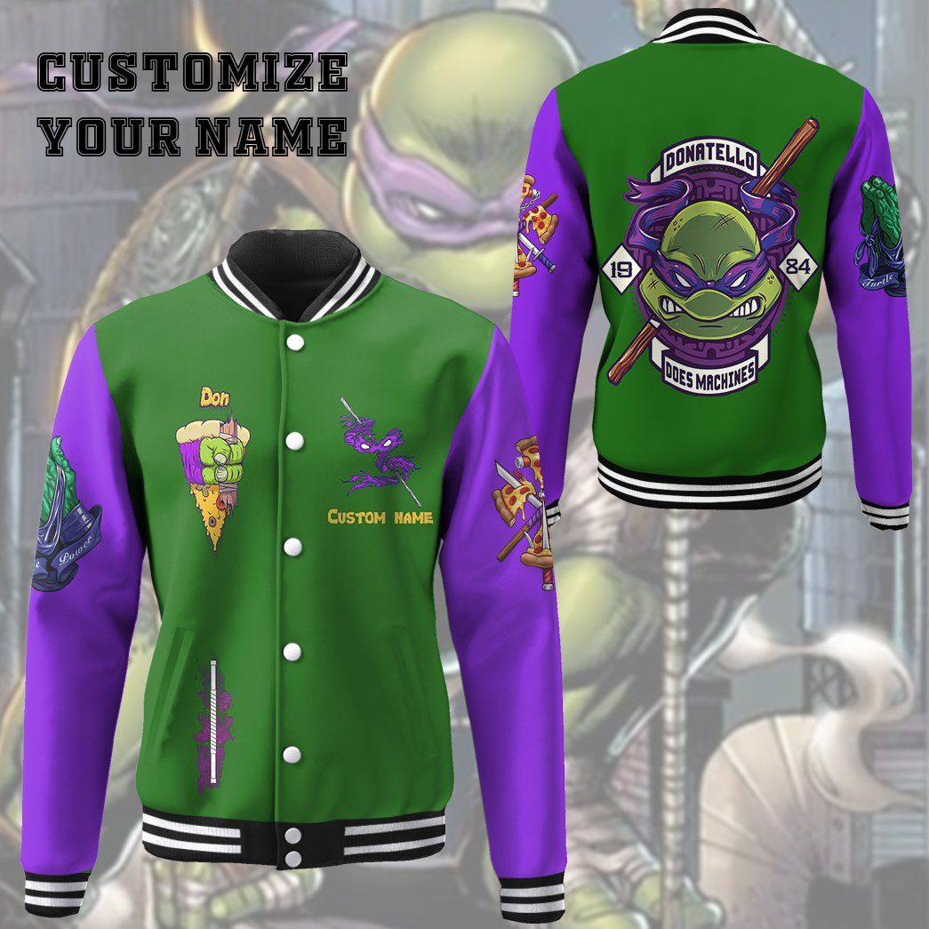 Gearhuman 3D Donatello TMNT Don Donnie Cosplay Custom Baseball Jacket GV18014 Baseball Jacket 