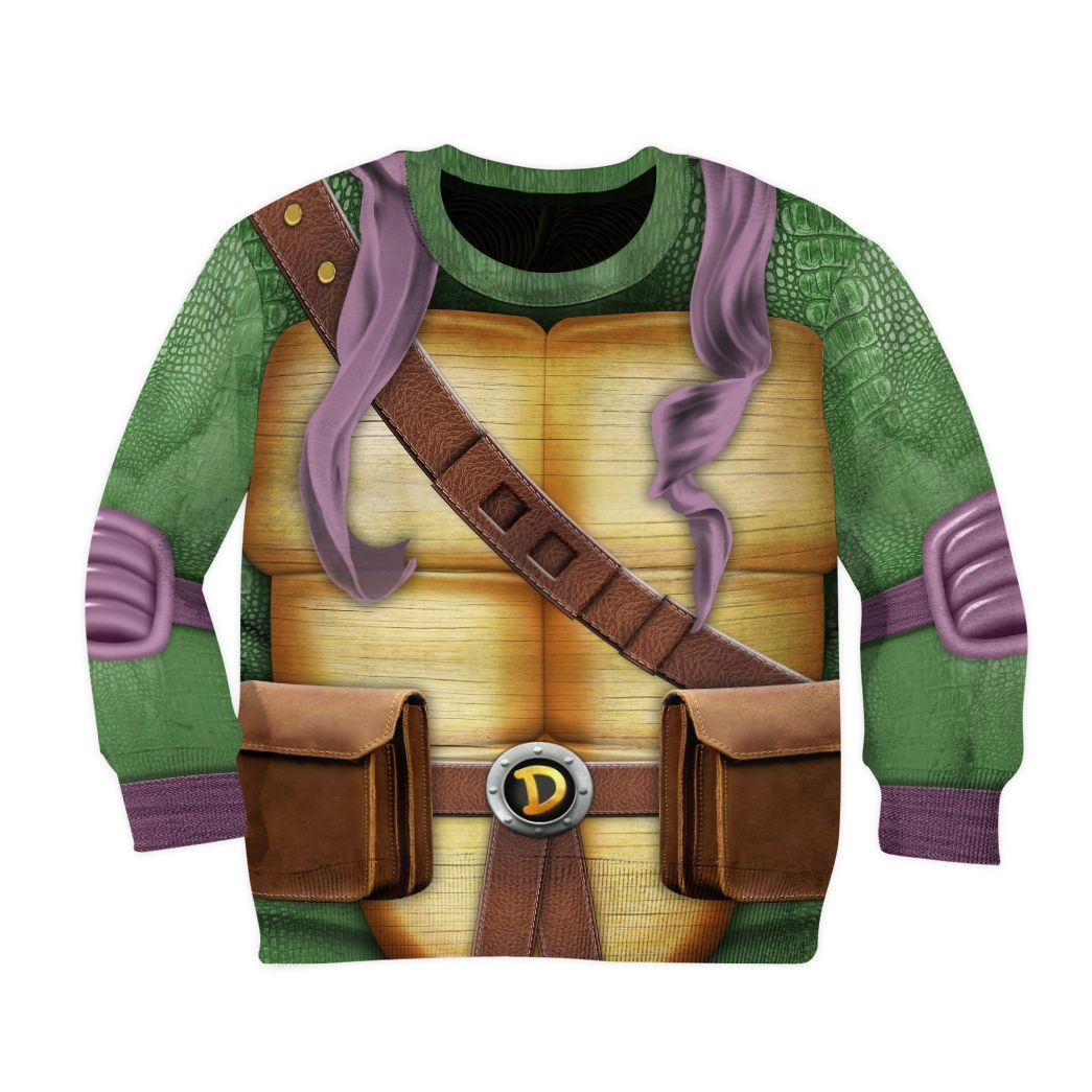 Gearhuman 3D Donatello TMNT Don Donnie Cosplay Custom Kids CV07014 Kid 3D Apparel Kid Sweatshirt 2XS 