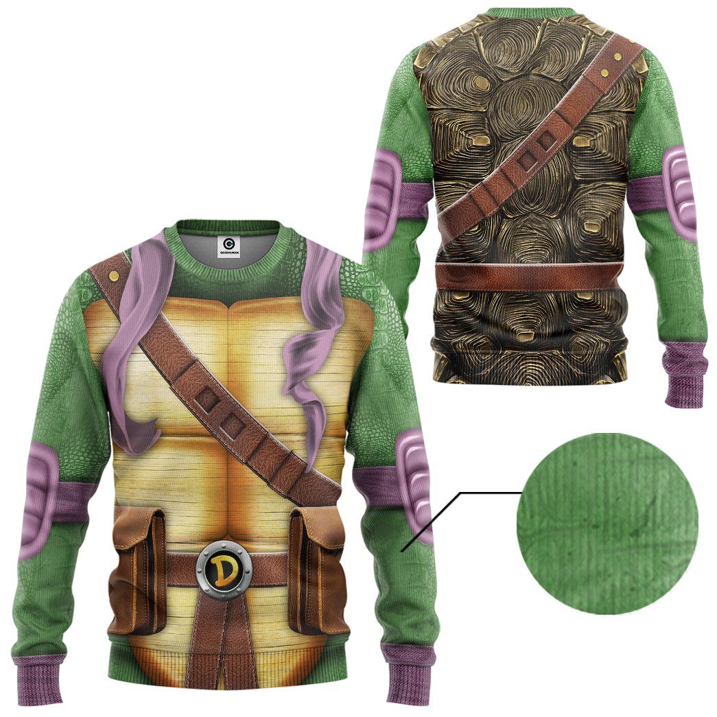 Gearhumans 3D Donatello Tmnt Don Donnie Cosplay Custom Tshirt Hoodie Apparel Zip Hoodie / 2XL