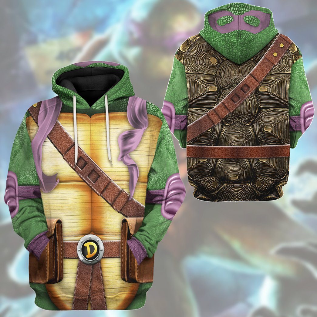 Gearhumans 3D Donatello TMNT Don Donnie Cosplay Custom Tshirt Hoodie Apparel Zip Hoodie / 2XL Christmas Gift, Christmas Gift Ideas