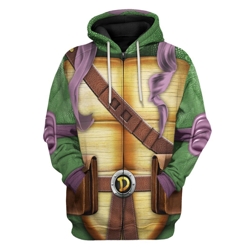 Gearhuman 3D Donatello TMNT Don Donnie Cosplay Custom Tshirt Hoodie Apparel GV31123 3D Apparel Zip Hoodie S 