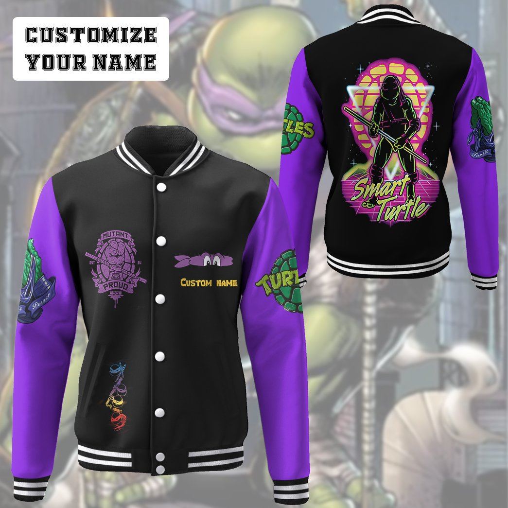Gearhuman 3D Donatello TMNT Don Donnie Purple Cosplay Custom Name Baseball Jacket GV180118 Baseball Jacket 