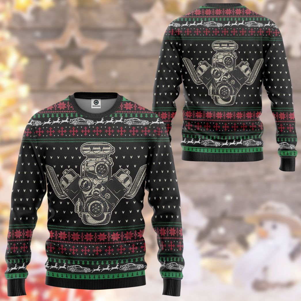 Gearhuman 3D Drag Racing Christmas Sweater Custom Tshirt Hoodie Apparel CW06115 3D Apparel 