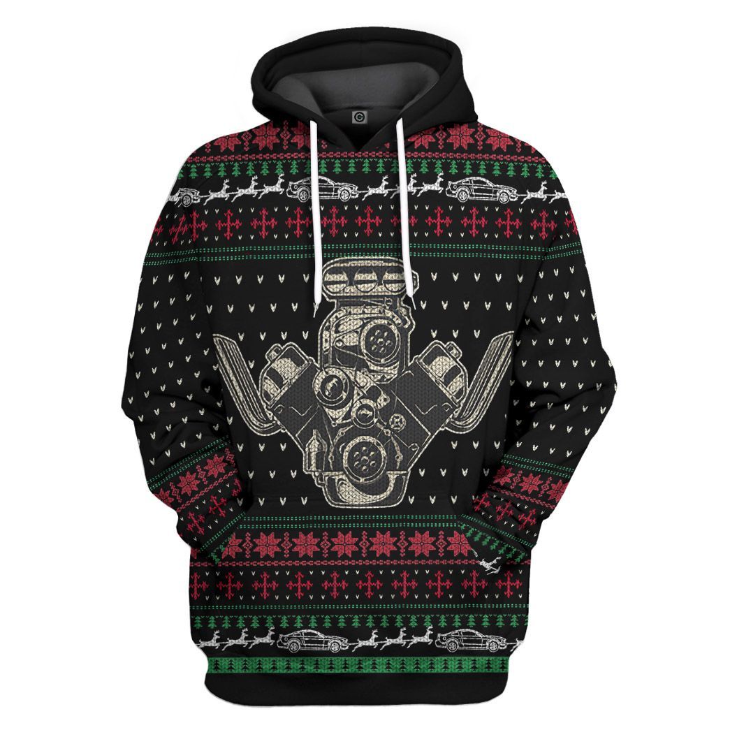 Gearhuman 3D Drag Racing Christmas Sweater Custom Tshirt Hoodie Apparel CW06115 3D Apparel Hoodie S 