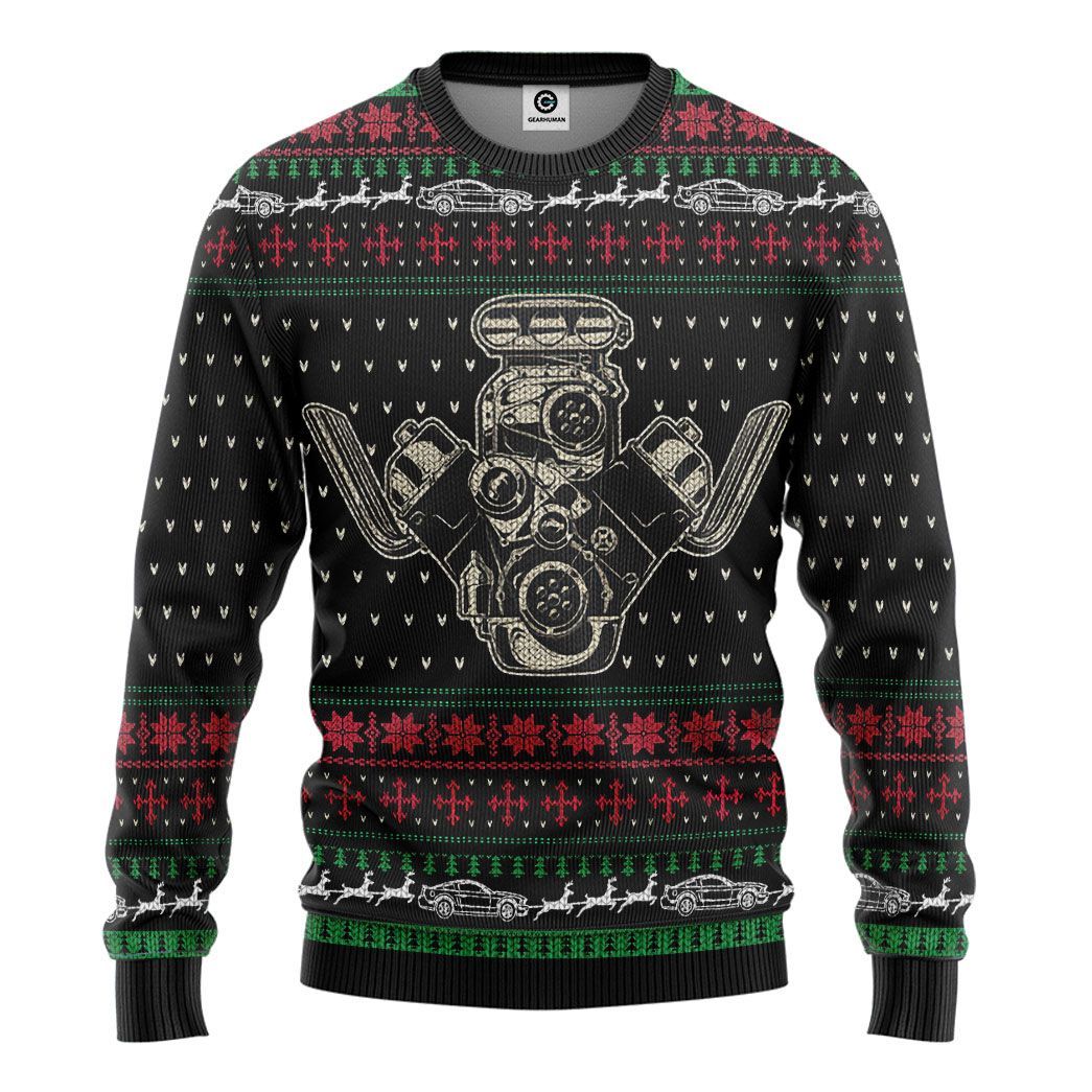Gearhuman 3D Drag Racing Christmas Sweater Custom Tshirt Hoodie Apparel CW06115 3D Apparel Long Sleeve S 