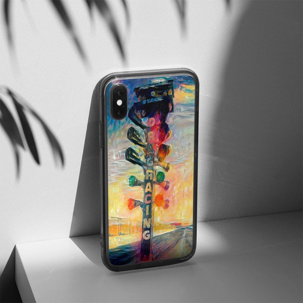 Gearhuman 3D Drag Racing Phonecase GK040111 Glass Phone Case 