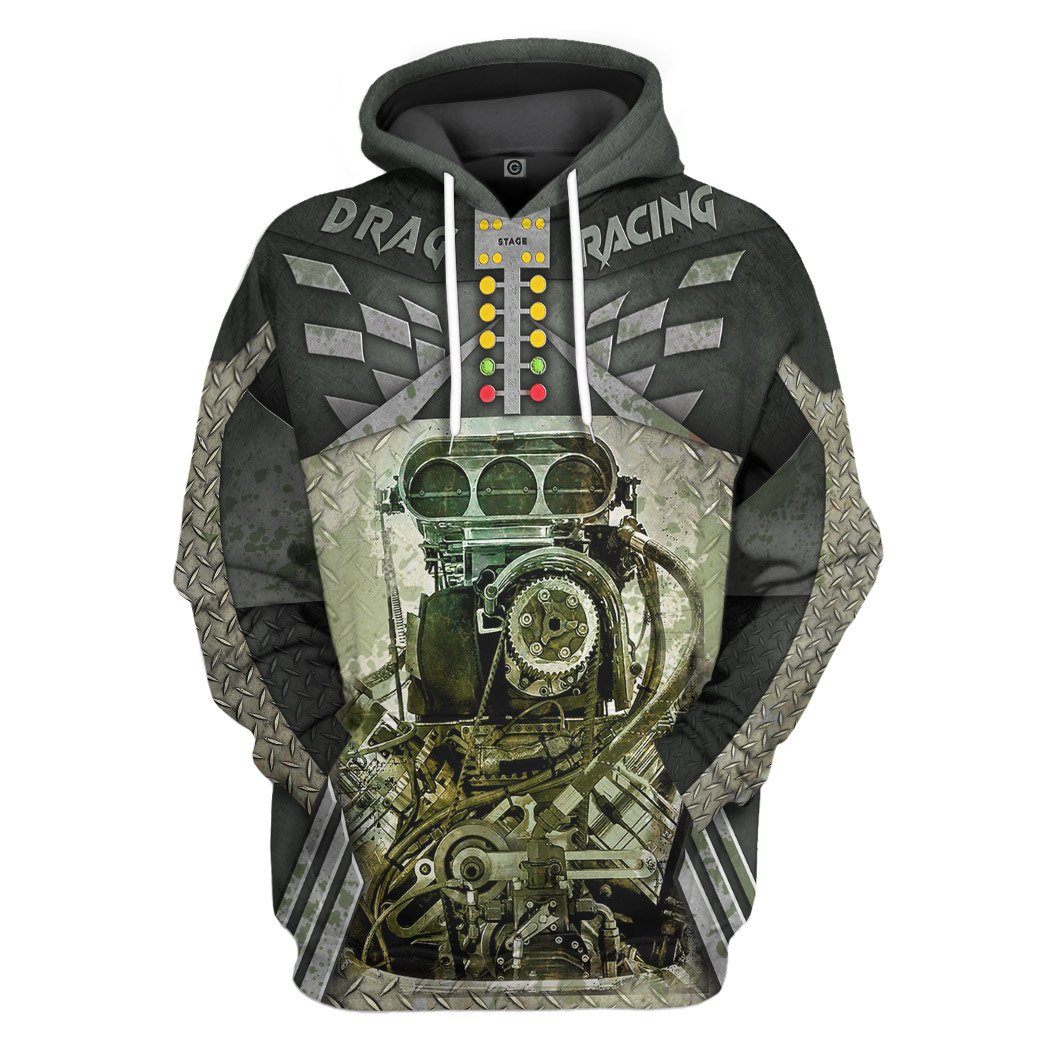 Gearhuman 3D Drag Racing Tshirt Hoodie Apparel ZL11111 3D Apparel Hoodie S 