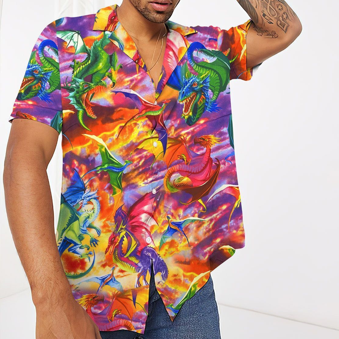 Gearhuman 3D Dragon Hawaii Shirt ZZ0507213 Short Sleeve Shirt 