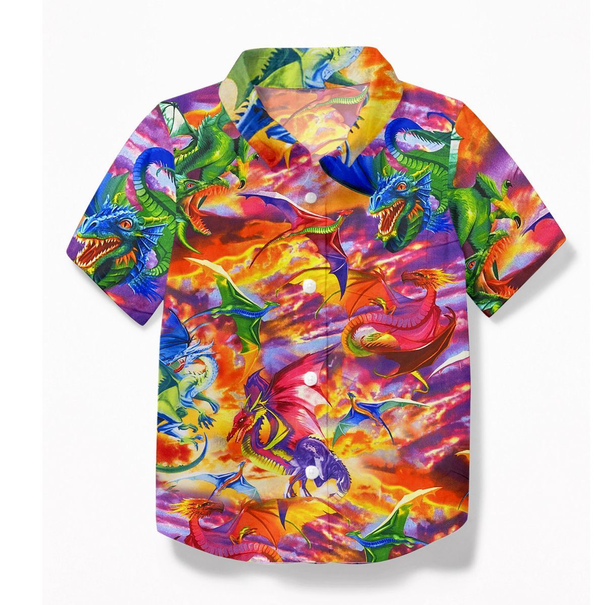 Gearhuman 3D Dragon Hawaii Shirt ZZ0507213 Short Sleeve Shirt Kid Hawaii Shirt XS 