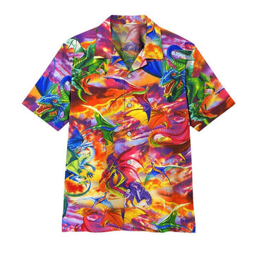 Gearhuman 3D Dragon Hawaii Shirt ZZ0507213 Short Sleeve Shirt Short Sleeve Shirt S 