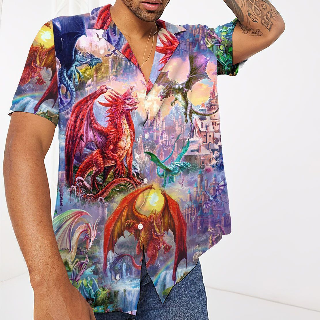 Gearhuman 3D Dragon Hawaii Shirt ZZ0507214 Short Sleeve Shirt 