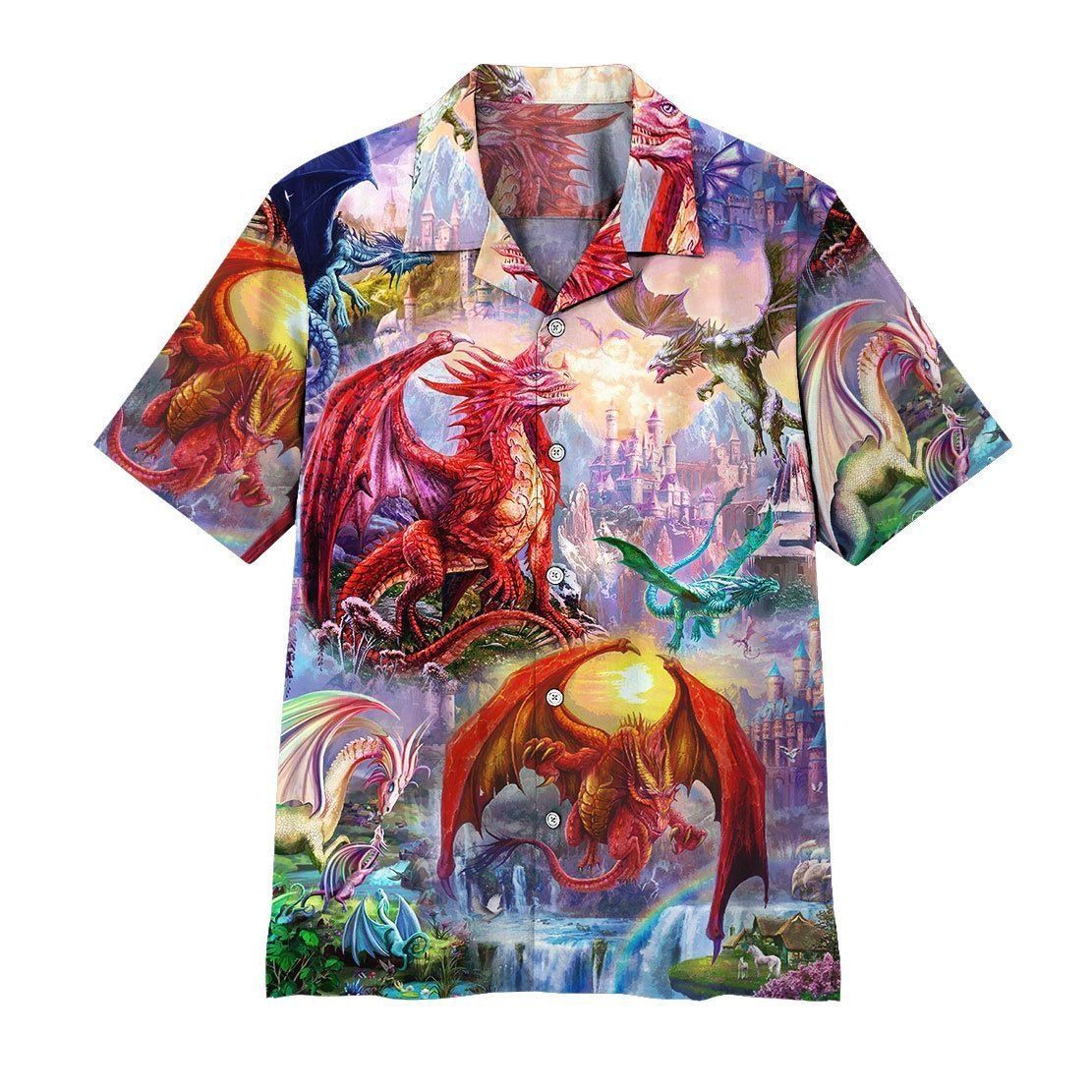 Gearhuman 3D Dragon Hawaii Shirt ZZ0507214 Short Sleeve Shirt Short Sleeve Shirt S 