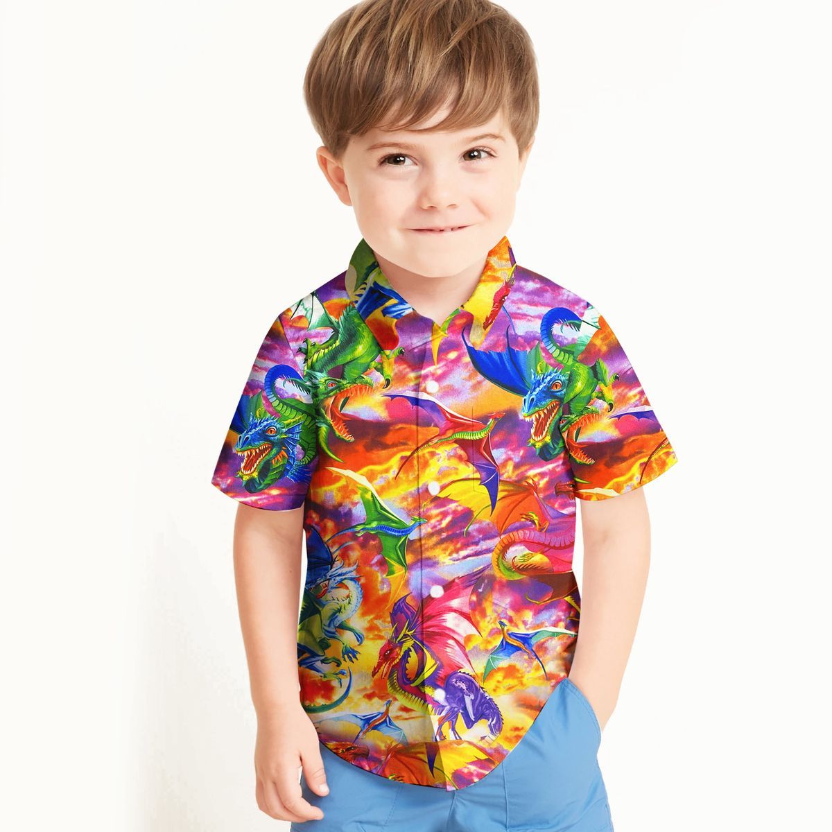 Gearhuman 3D Dragon Kid Hawaii Shirt ZZ05072115 Kid Hawaii Shirt 