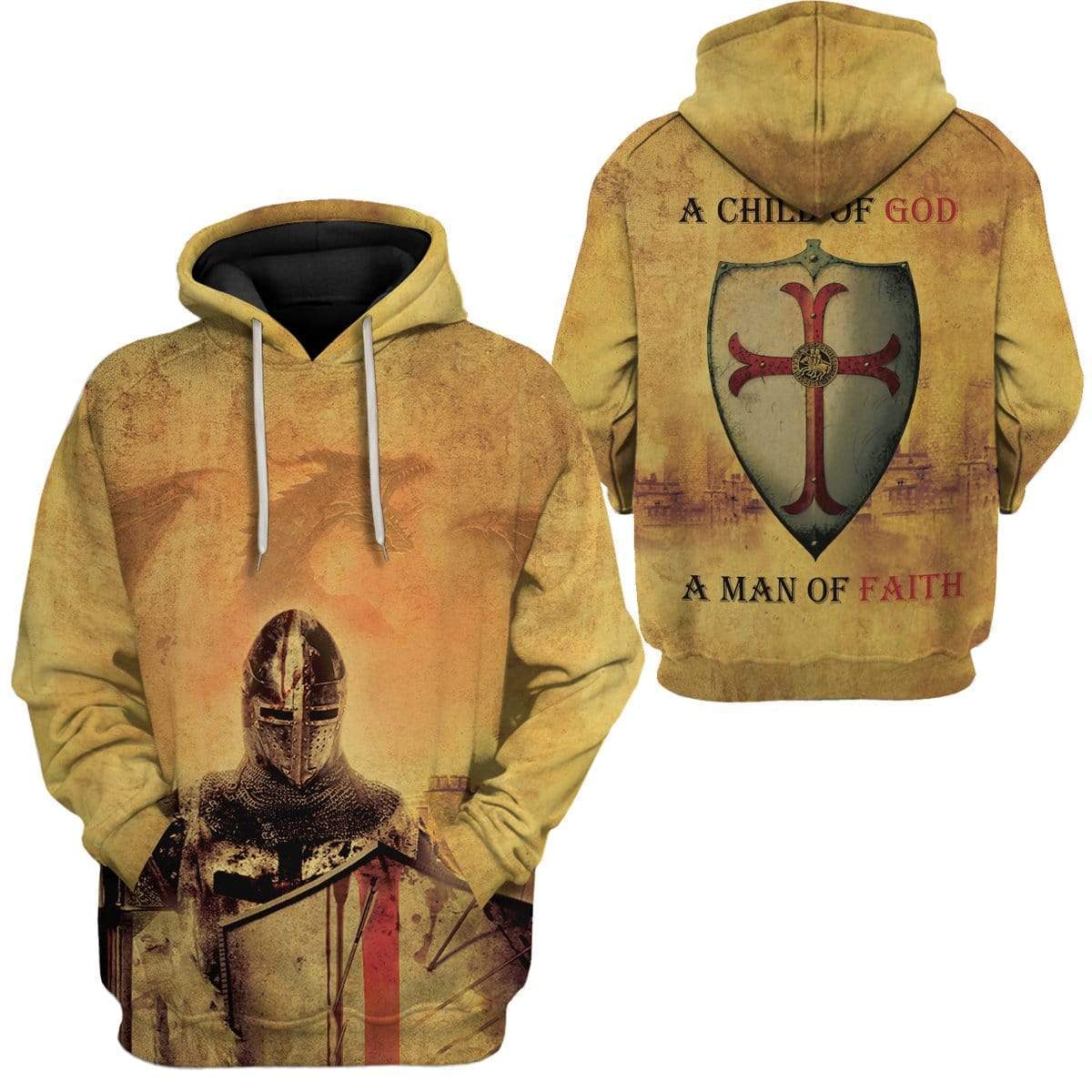 Gearhuman 3D Dragon Knight Templar Custom Hoodies Apparel GA19027 3D Custom Fleece Hoodies 