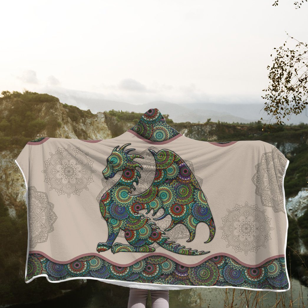 Gearhuman 3D Dragon Mandala Custom Hooded Blanket GW09125 Hooded Blanket 